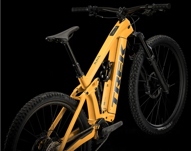Trek Rail 9.8 XT Gen 4 Full Suspension Electric Mountain Bike 2024 in Baja Yellow-2